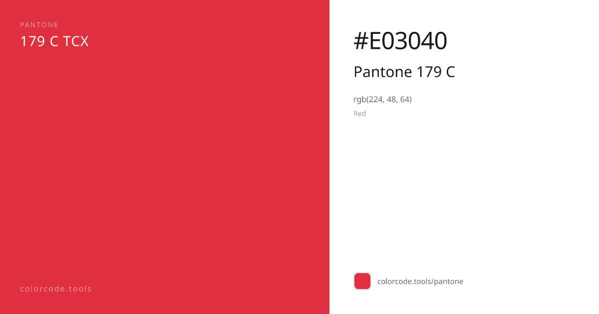 Pantone Pantone 179 C 179 C — HEX #E03040 | colorcode.tools