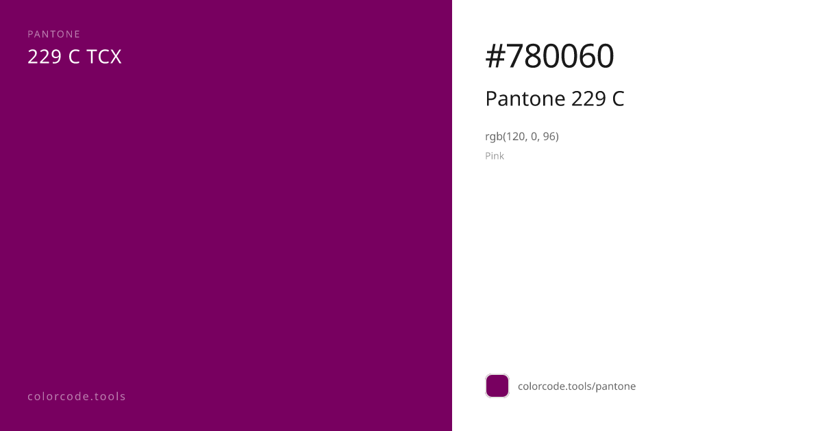 Pantone Pantone 229 C 229 C — HEX #780060 | colorcode.tools