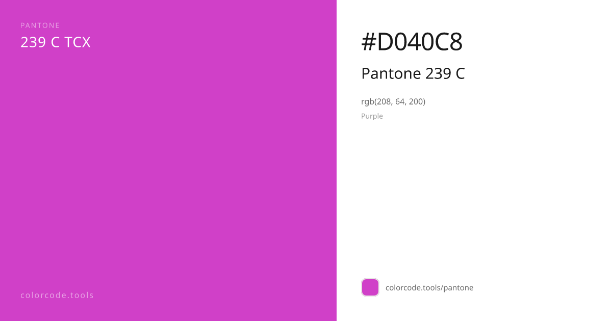 Pantone Pantone 239 C 239 C — HEX #D040C8 | colorcode.tools