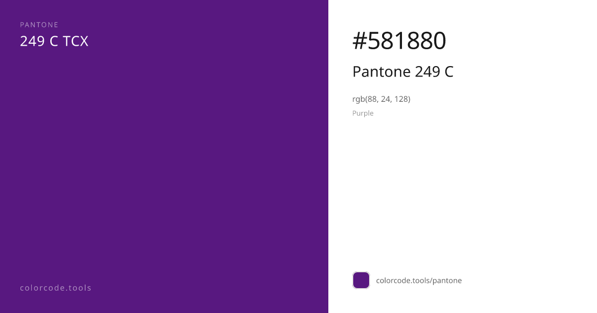 Pantone Pantone 249 C 249 C — HEX #581880 | colorcode.tools