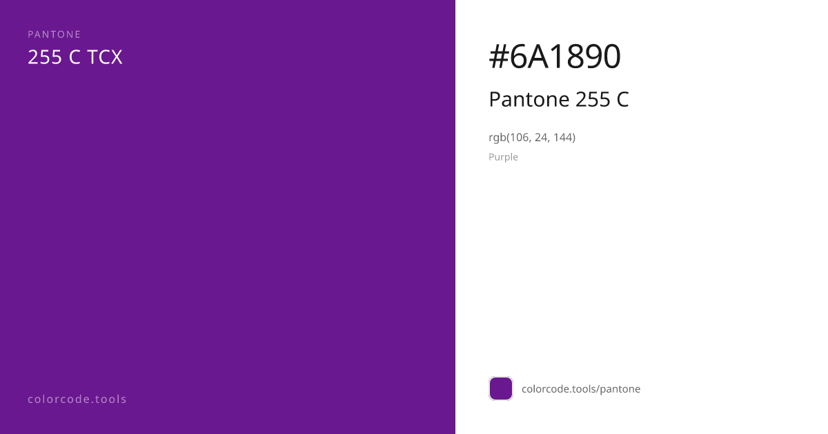 Pantone Pantone 255 C 255 C — HEX #6A1890 | colorcode.tools