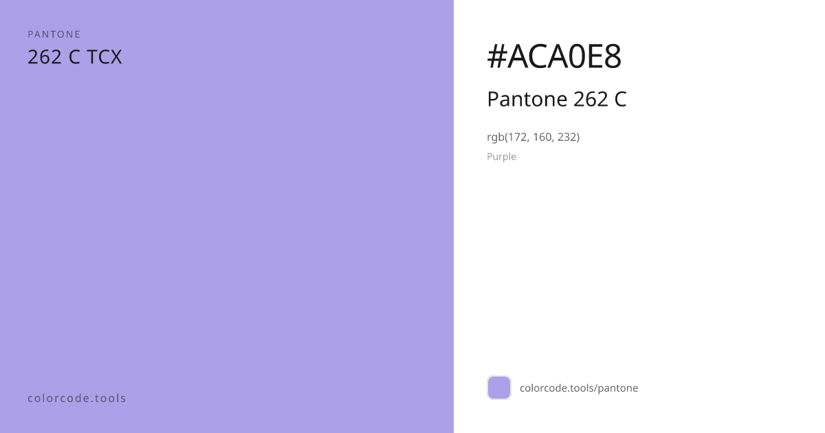 Pantone Pantone 262 C 262 C — HEX #ACA0E8 | colorcode.tools