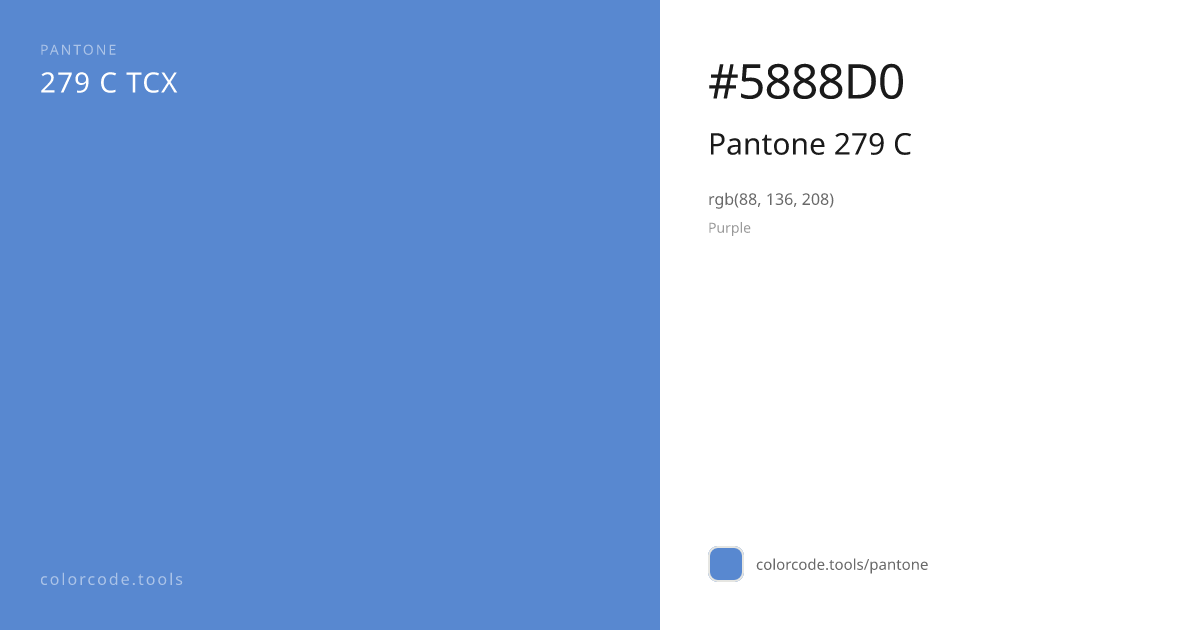 Pantone Pantone 279 C 279 C — HEX #5888D0 | colorcode.tools