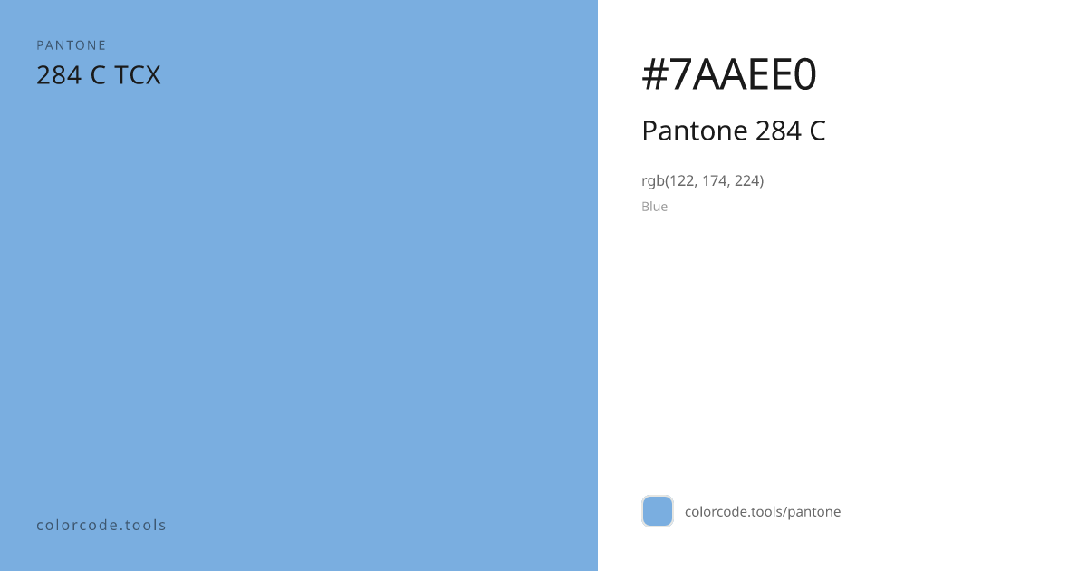 Pantone Pantone 284 C 284 C — HEX #7AAEE0 | colorcode.tools
