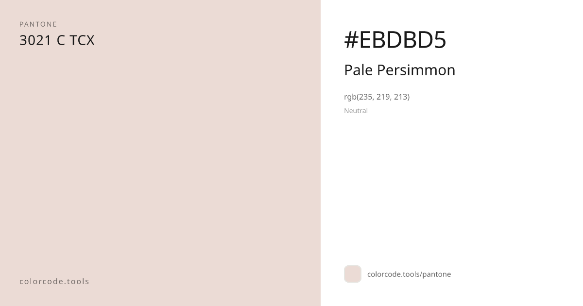 Pantone Pale Persimmon 3021 C — HEX #EBDBD5 | colorcode.tools