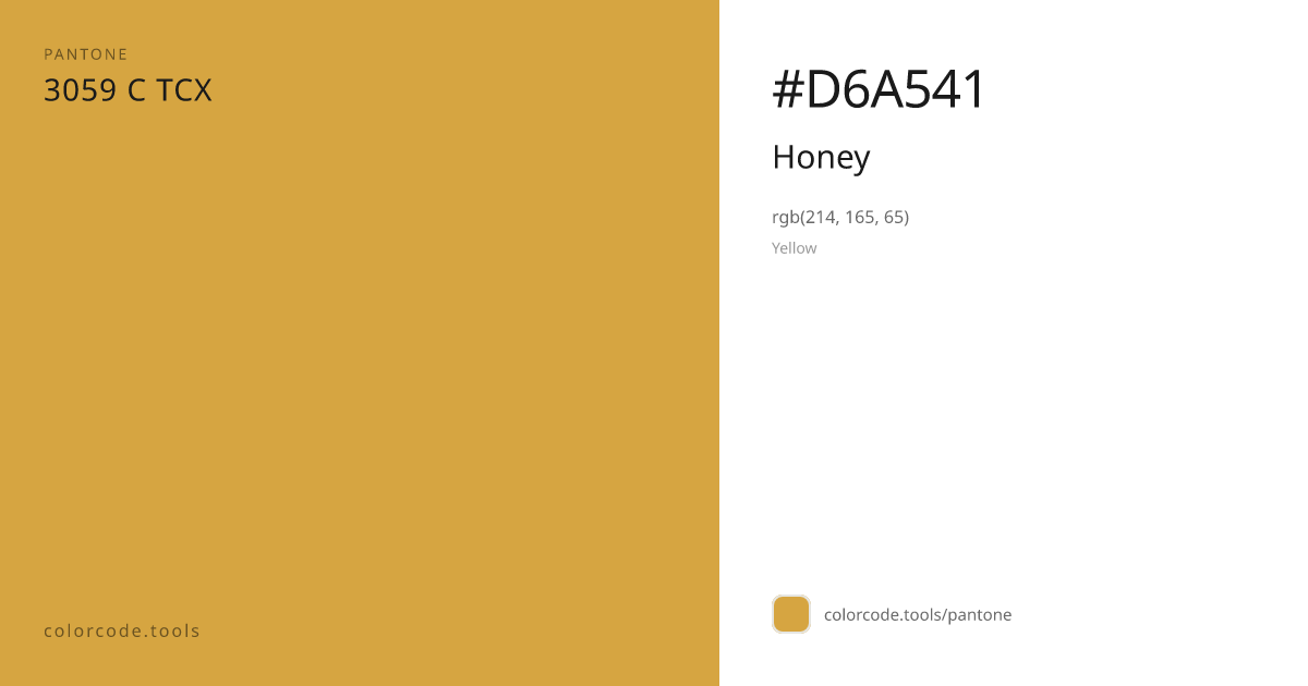 Pantone Honey 3059 C — HEX #D6A541 | colorcode.tools