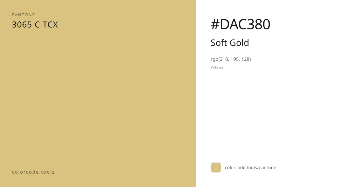 Pantone Soft Gold 3065 C — HEX #DAC380 | colorcode.tools