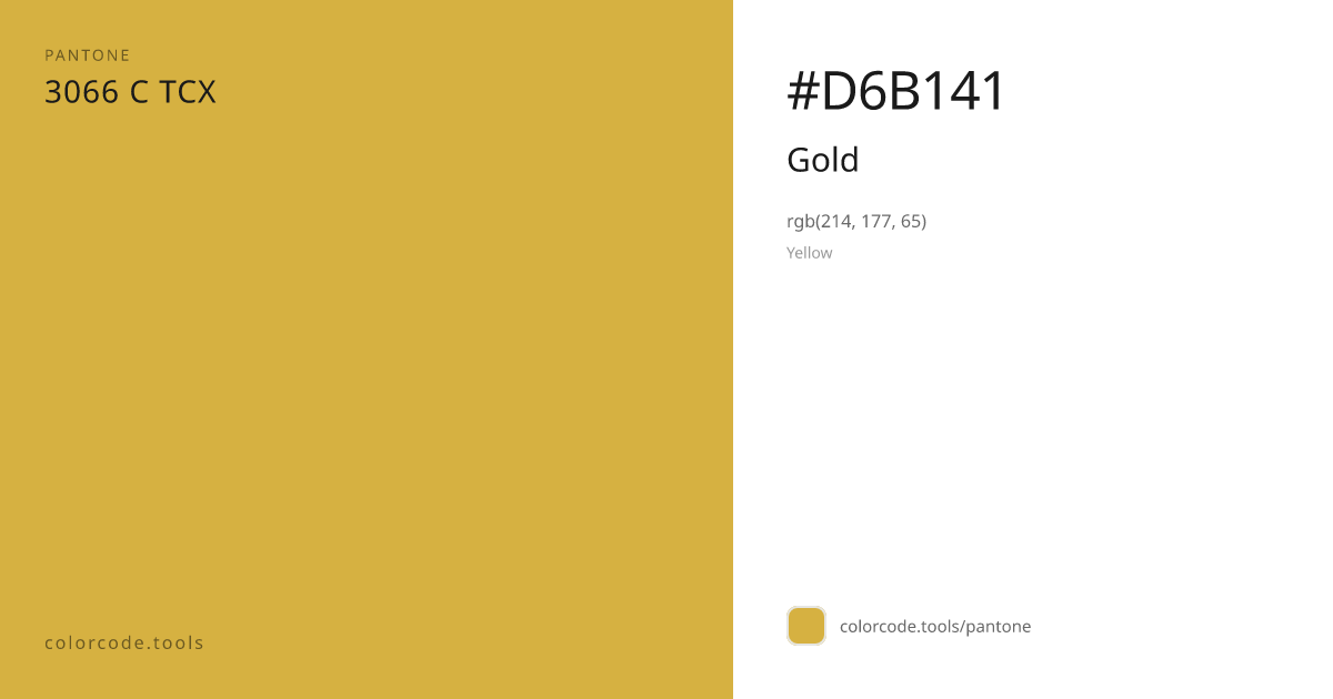 Pantone Gold 3066 C — HEX #D6B141 | colorcode.tools