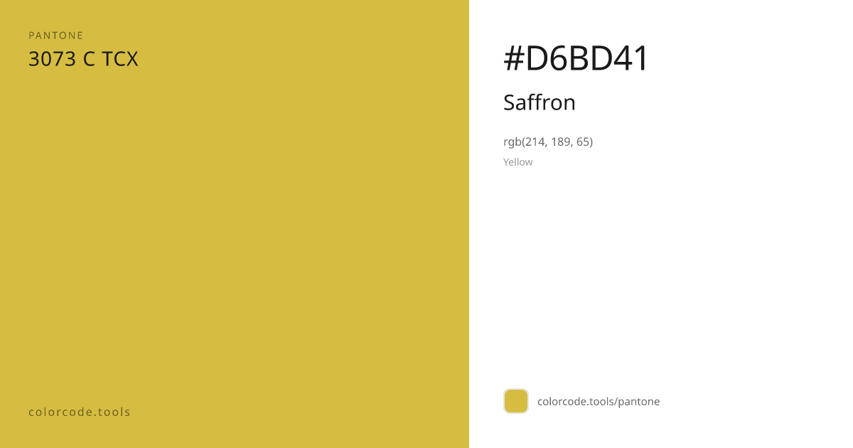 Pantone Saffron 3073 C — HEX #D6BD41 | colorcode.tools