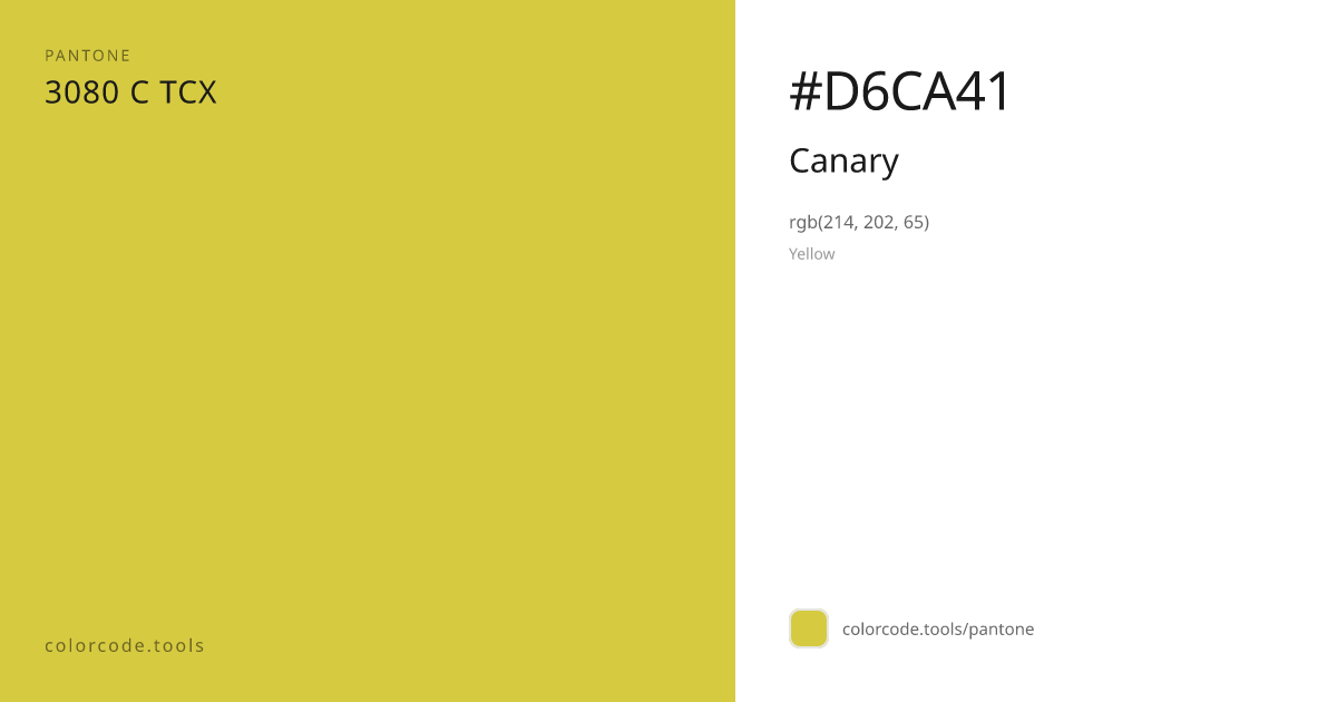 Pantone Canary 3080 C — HEX #D6CA41 | colorcode.tools