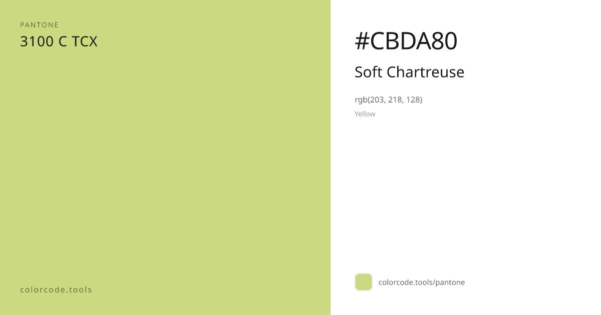 Pantone Soft Chartreuse 3100 C — HEX #CBDA80 | colorcode.tools