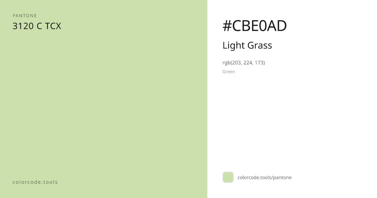 Pantone Light Grass 3120 C — HEX #CBE0AD | colorcode.tools