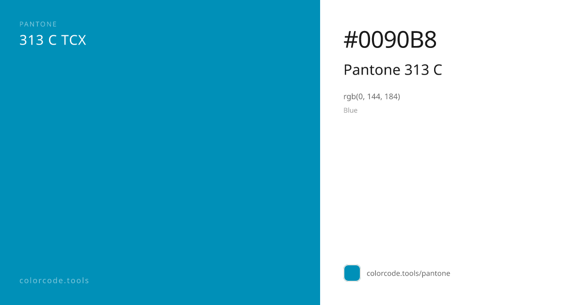 Pantone Pantone 313 C 313 C — HEX #0090B8 | colorcode.tools