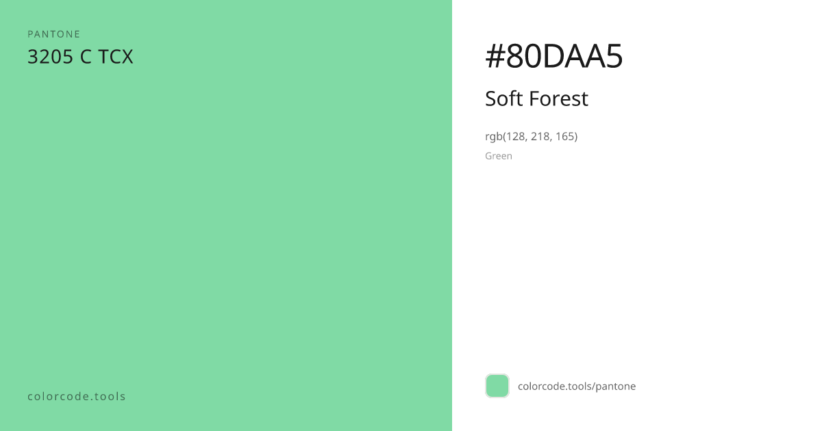 Pantone Soft Forest 3205 C — HEX #80DAA5 | colorcode.tools
