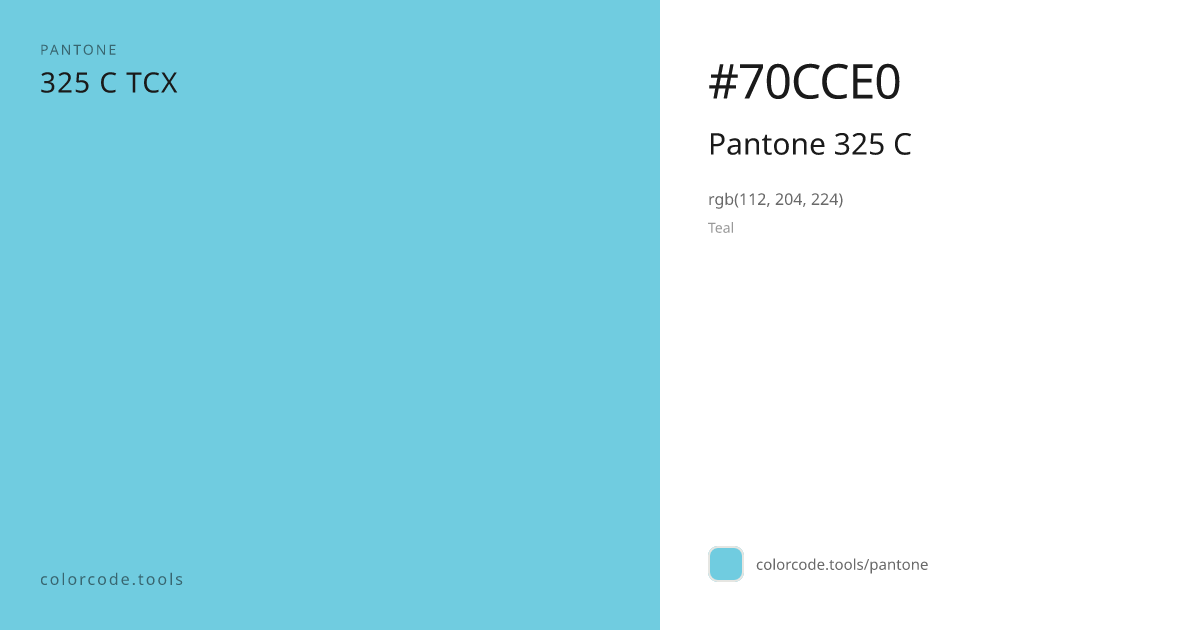 Pantone Pantone 325 C 325 C — HEX #70CCE0 | colorcode.tools