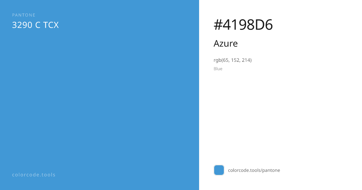 Pantone Azure 3290 C — HEX #4198D6 | colorcode.tools