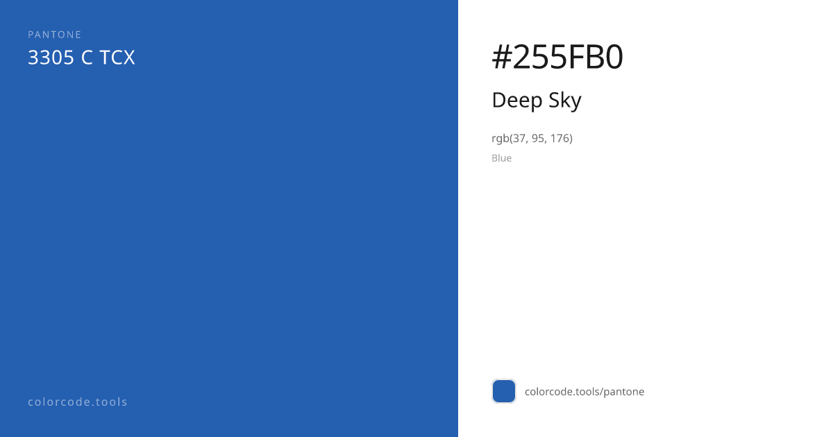 Pantone Deep Sky 3305 C — HEX #255FB0 | colorcode.tools