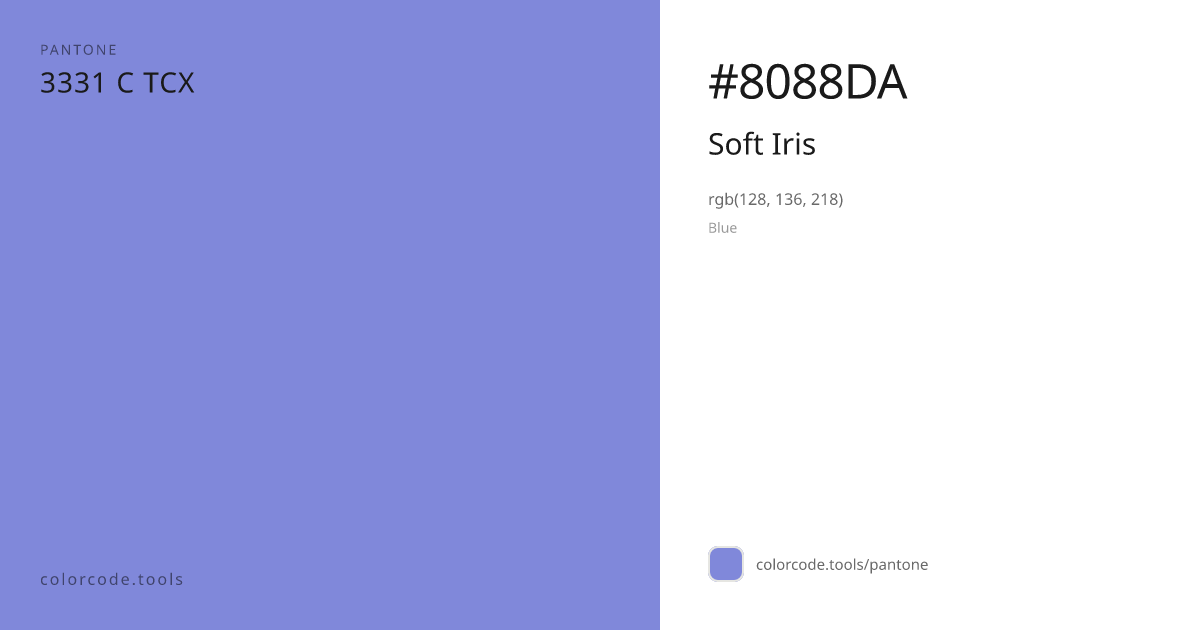 Pantone Soft Iris 3331 C — HEX #8088DA | colorcode.tools