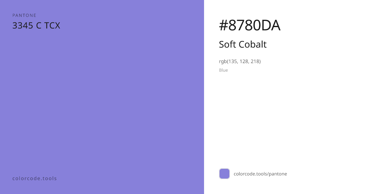 Pantone Soft Cobalt 3345 C — HEX #8780DA | colorcode.tools
