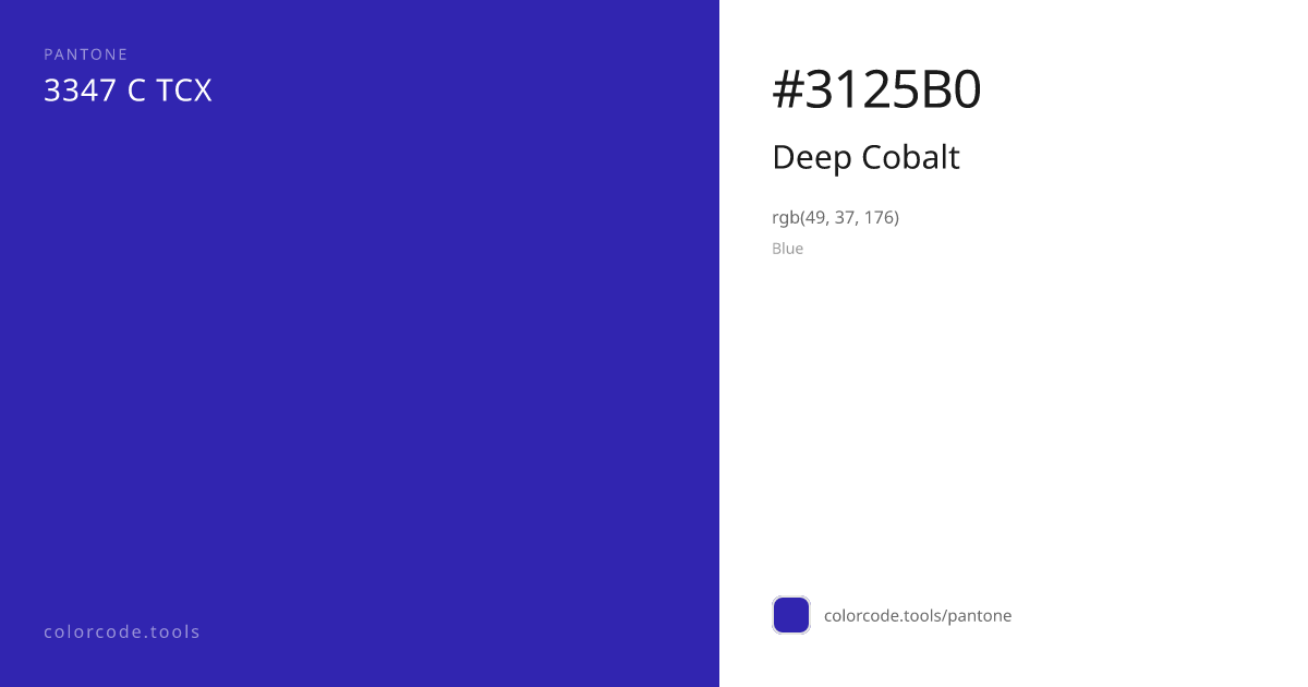 Pantone Deep Cobalt 3347 C — HEX #3125B0 | colorcode.tools