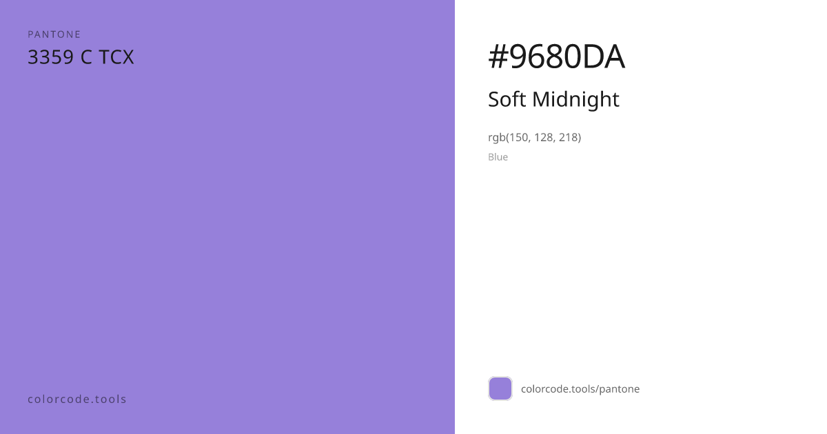 Pantone Soft Midnight 3359 C — HEX #9680DA | colorcode.tools
