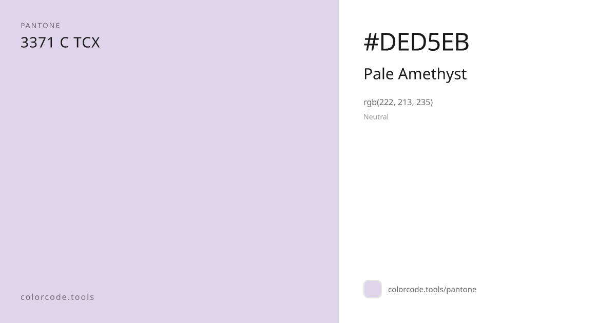 Pantone Pale Amethyst 3371 C — HEX #DED5EB | colorcode.tools
