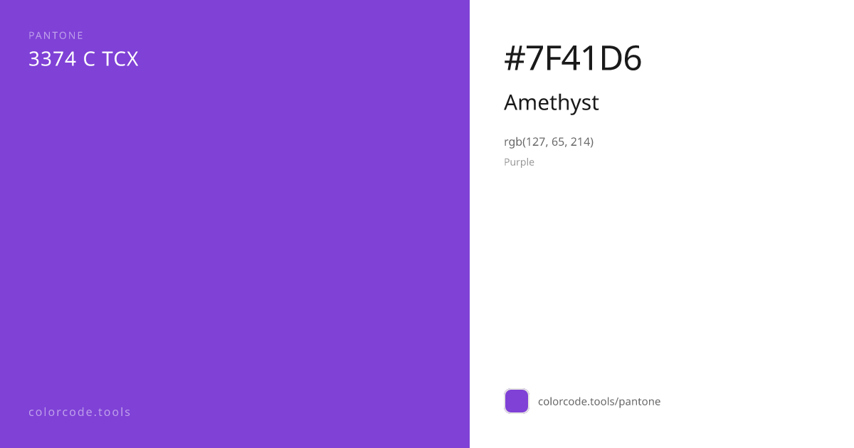 Pantone Amethyst 3374 C — HEX #7F41D6 | colorcode.tools