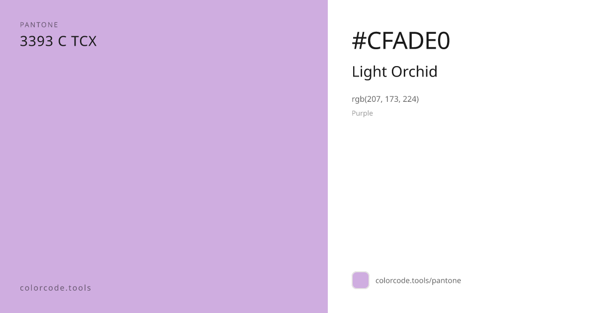 Pantone Light Orchid 3393 C — HEX #CFADE0 | colorcode.tools