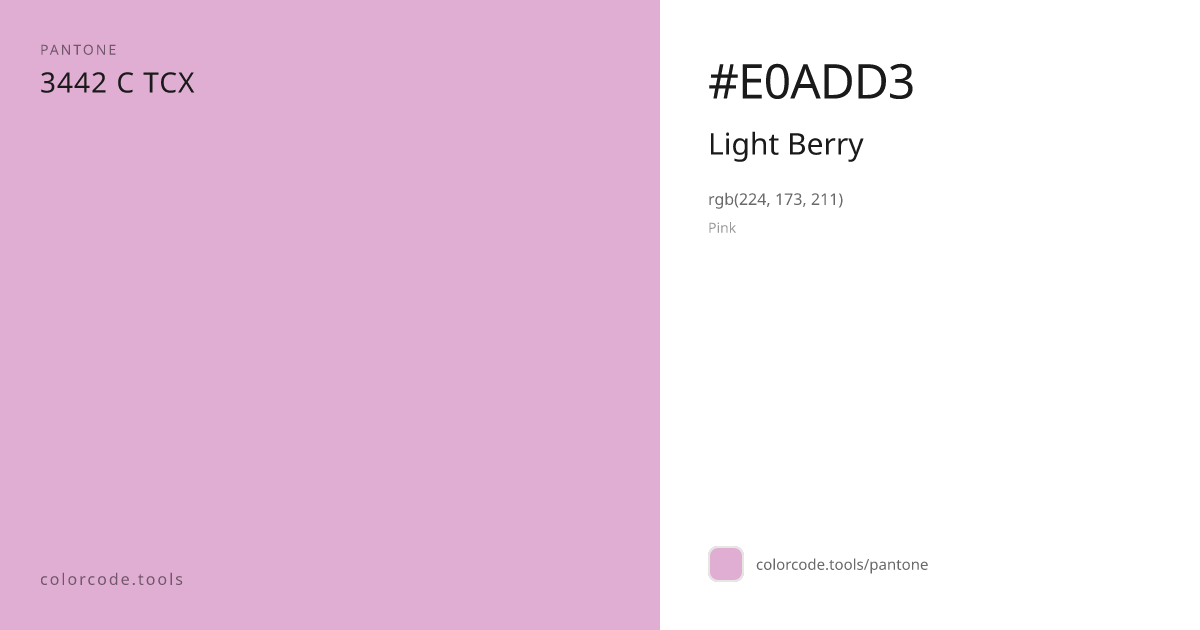 Pantone Light Berry 3442 C — HEX #E0ADD3 | colorcode.tools