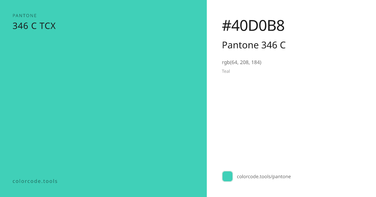 Pantone Pantone 346 C 346 C — HEX #40D0B8 | colorcode.tools