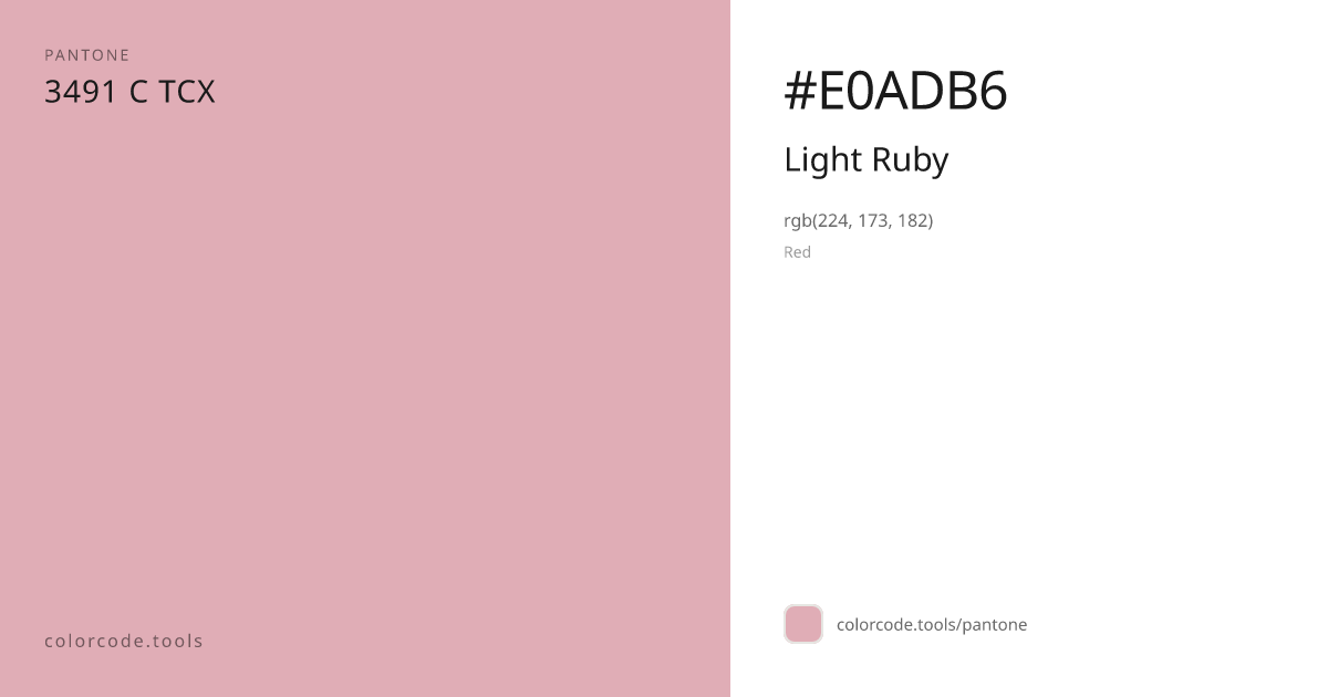 Pantone Light Ruby 3491 C — HEX #E0ADB6 | colorcode.tools