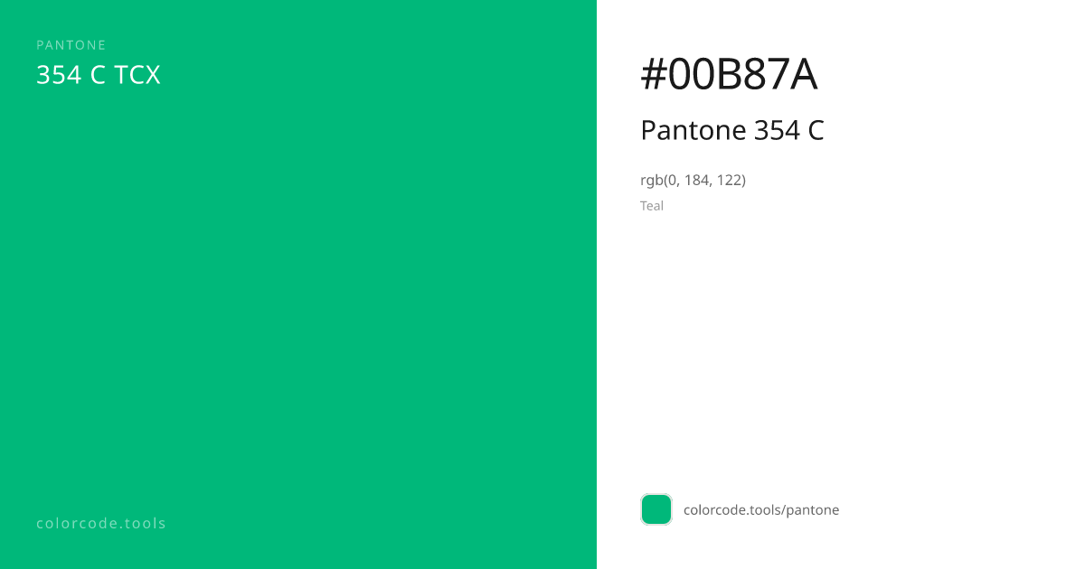 Pantone Pantone 354 C 354 C — HEX #00B87A | colorcode.tools