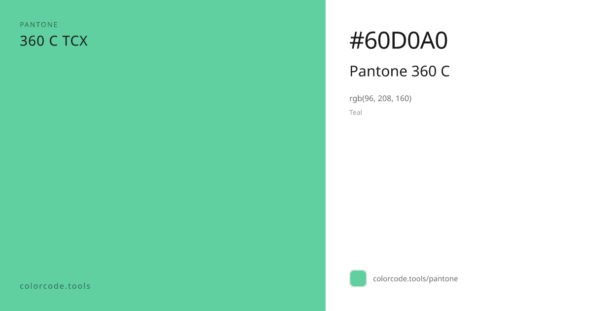 Pantone Pantone 360 C 360 C — HEX #60D0A0 | colorcode.tools