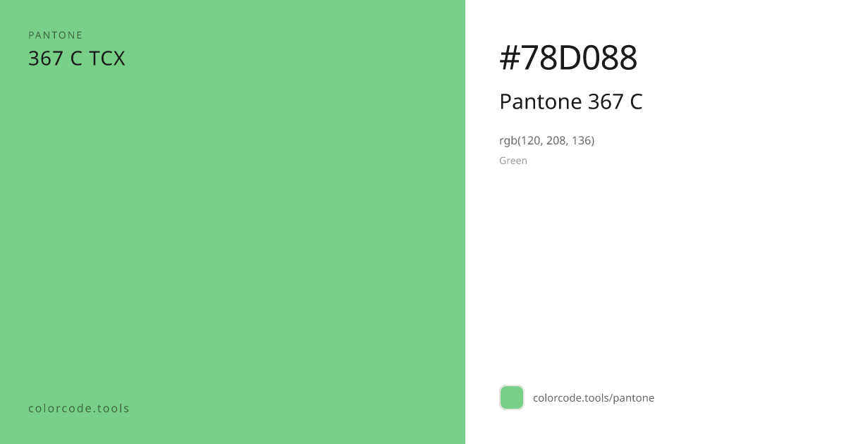 Pantone Pantone 367 C 367 C — HEX #78D088 | colorcode.tools