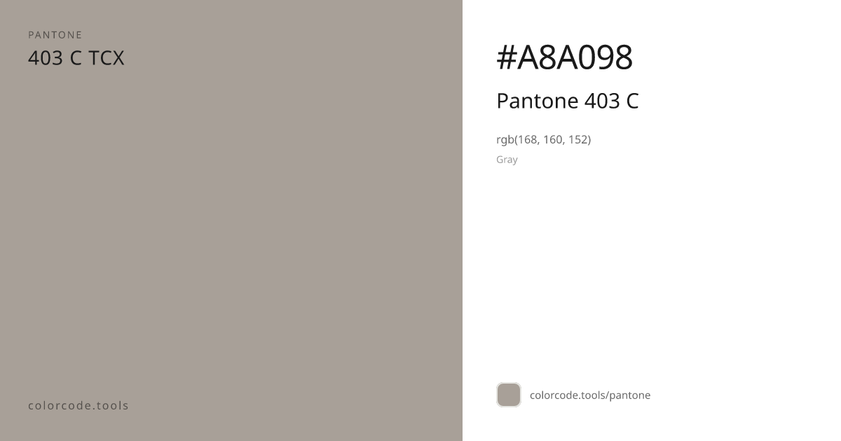 Pantone Pantone 403 C 403 C — HEX #A8A098 | colorcode.tools