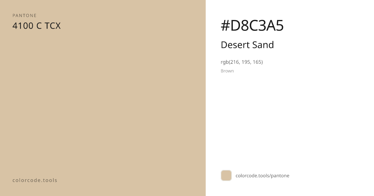 Pantone Desert Sand 4100 C — HEX #D8C3A5 | colorcode.tools