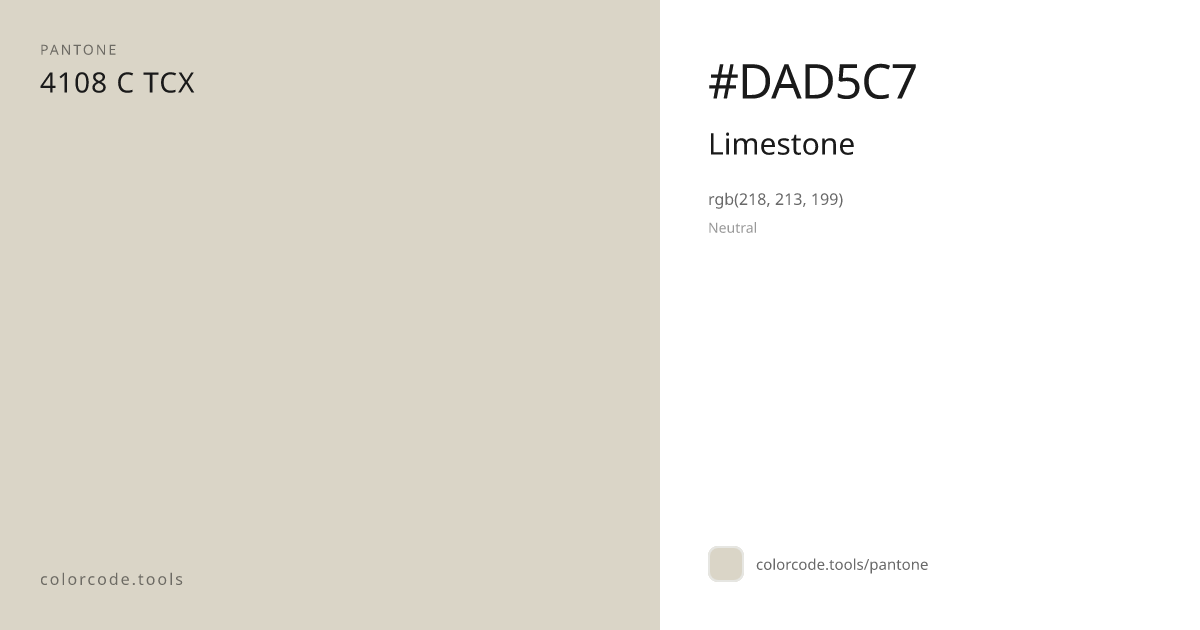 Pantone Limestone 4108 C — HEX #DAD5C7 | colorcode.tools