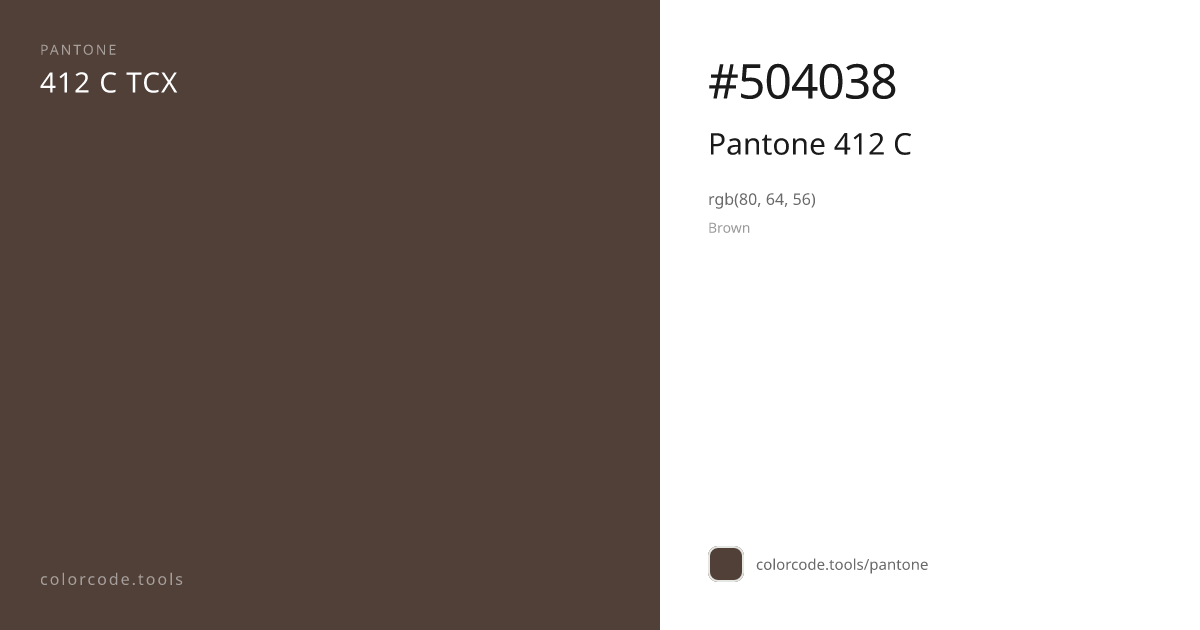 Pantone Pantone 412 C 412 C — HEX #504038 | colorcode.tools