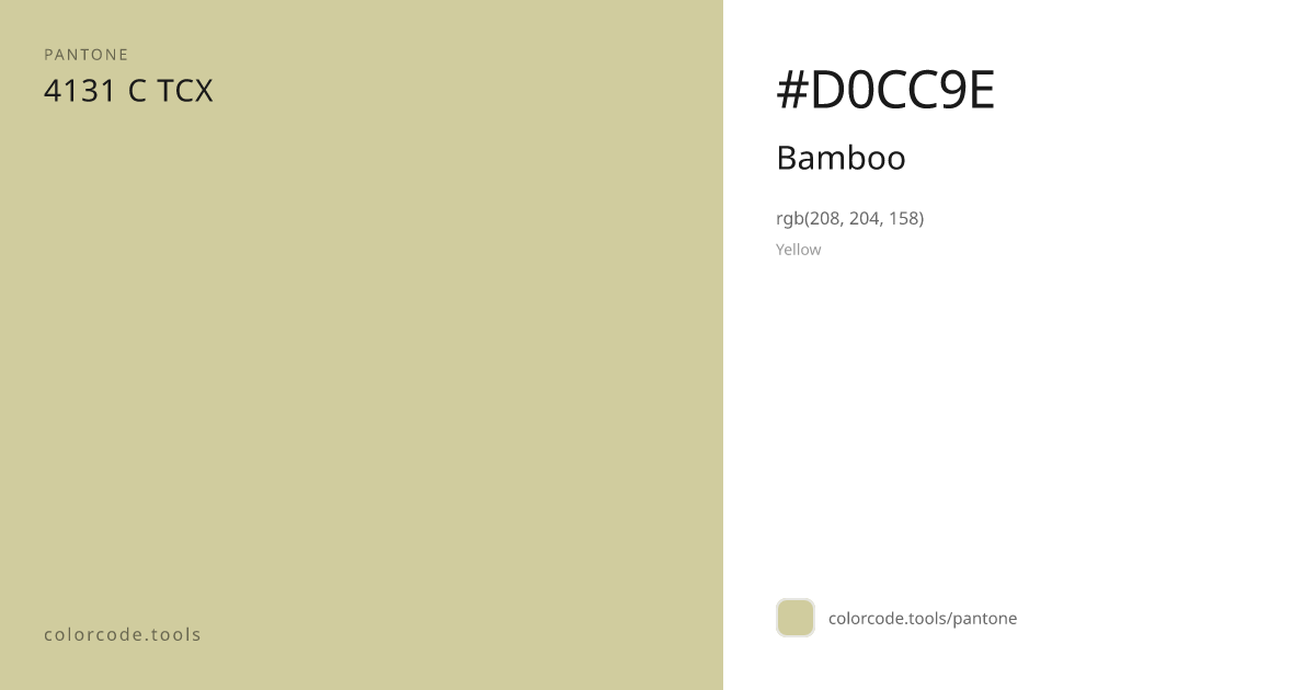 Pantone Bamboo 4131 C — HEX #D0CC9E | colorcode.tools