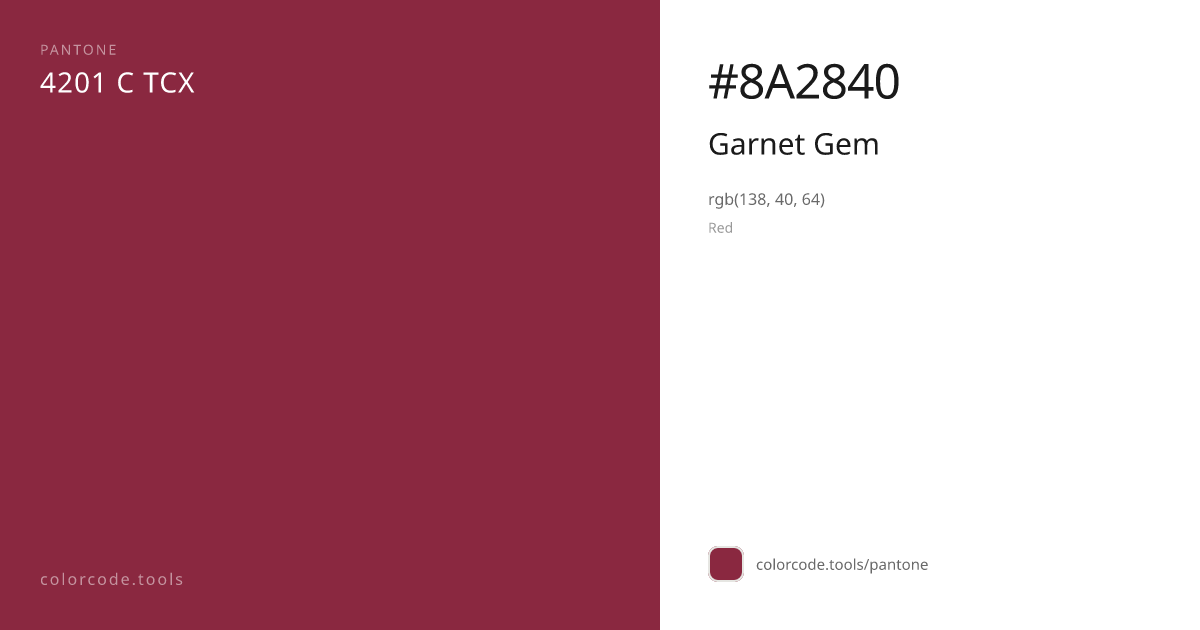 Pantone Garnet Gem 4201 C — HEX #8A2840 | colorcode.tools