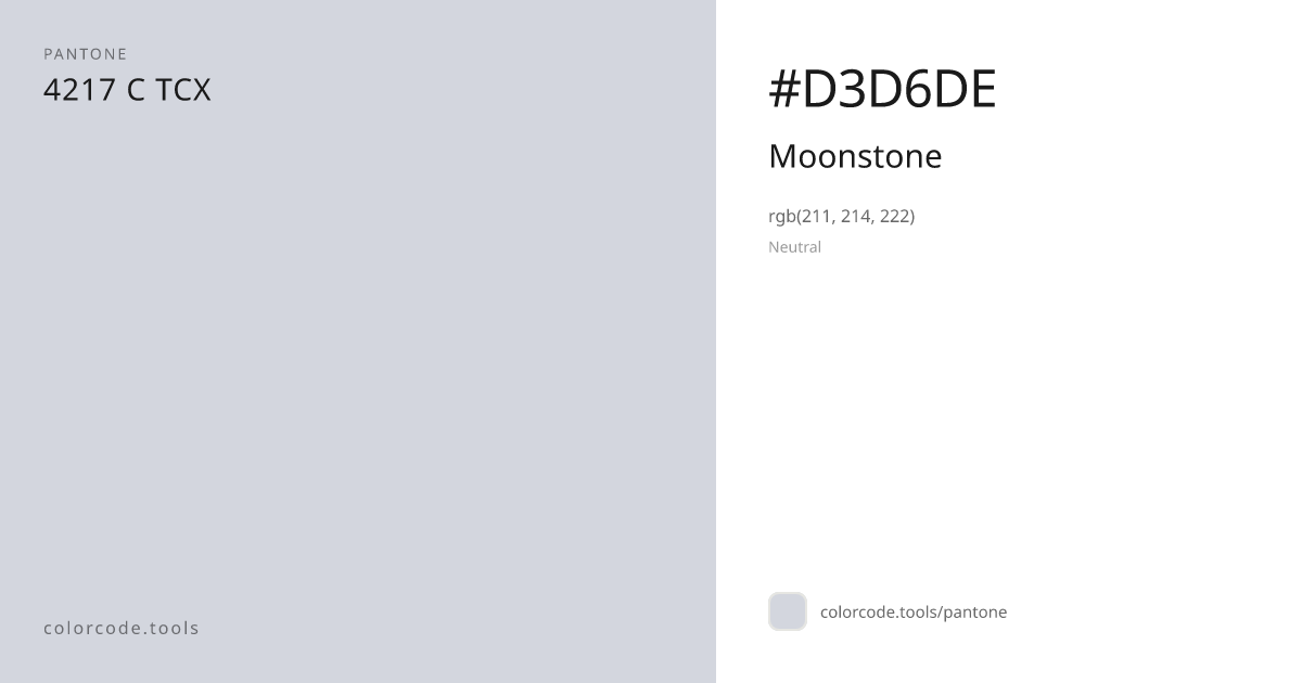 Pantone Moonstone 4217 C — HEX #D3D6DE | colorcode.tools