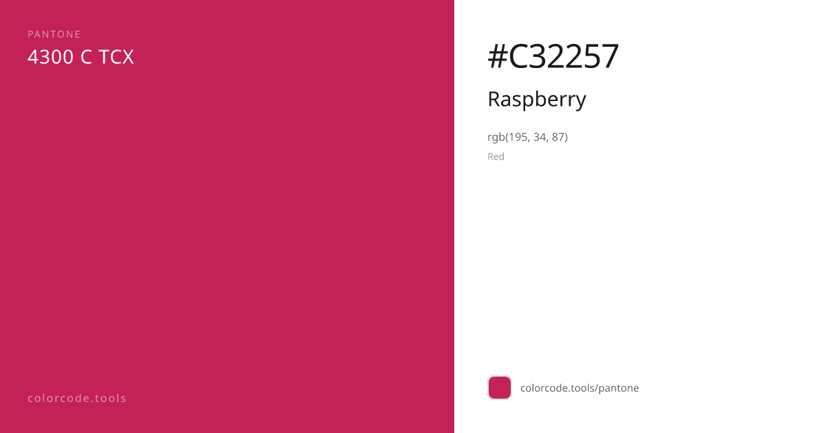 Pantone Raspberry 4300 C — HEX #C32257 | colorcode.tools