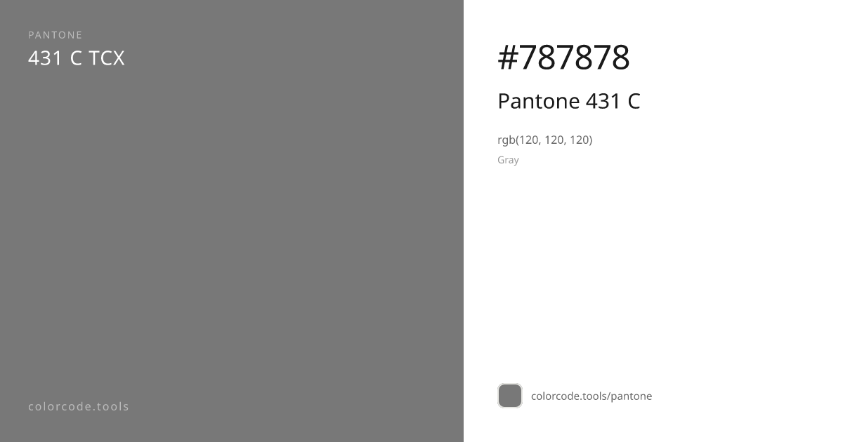 Pantone Pantone 431 C 431 C — HEX #787878 | colorcode.tools