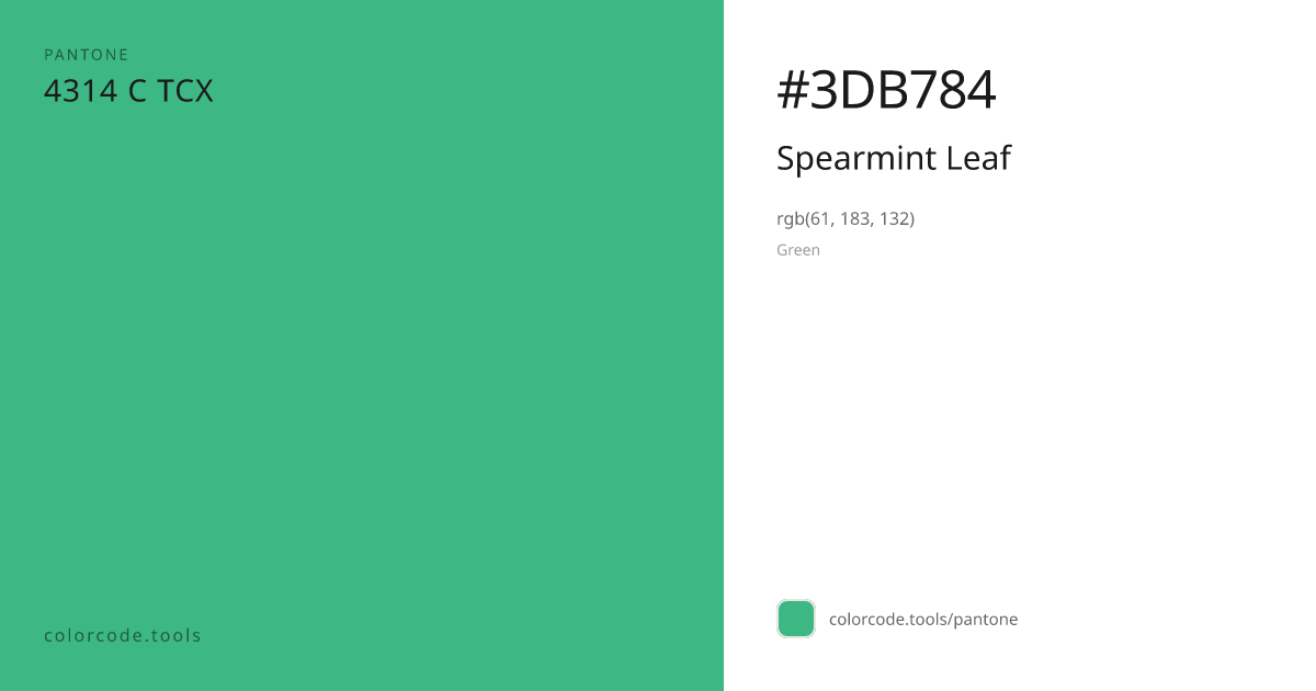 Pantone Spearmint Leaf 4314 C — HEX #3DB784 | colorcode.tools