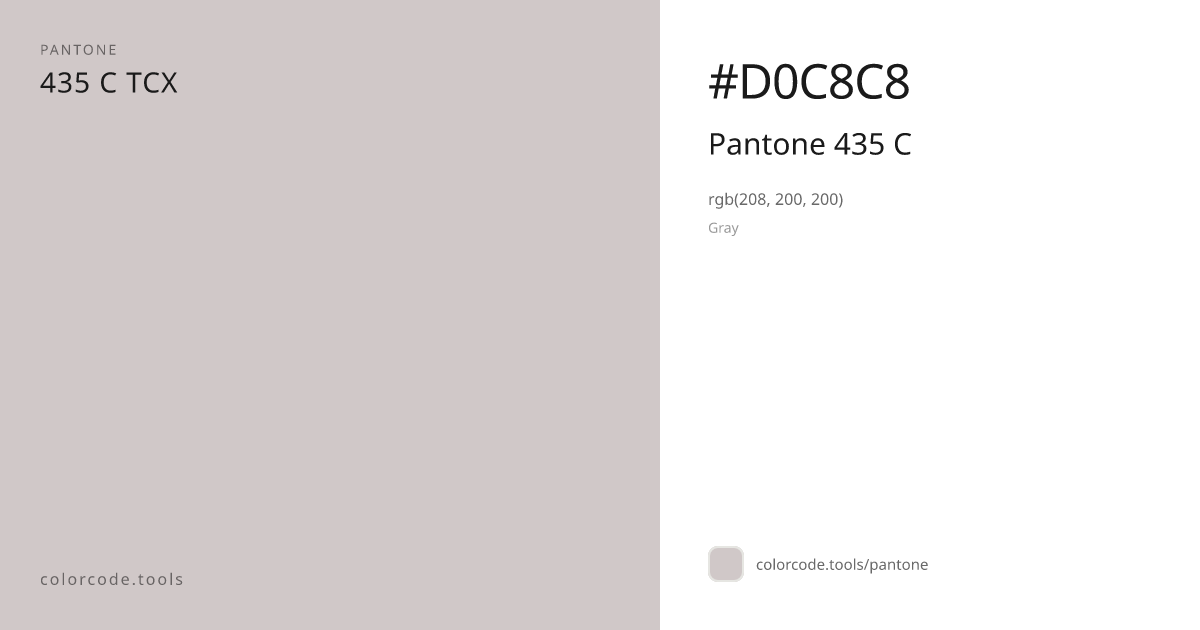 Pantone Pantone 435 C 435 C — HEX #D0C8C8 | colorcode.tools