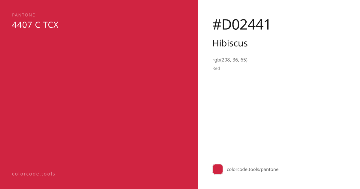 Pantone Hibiscus 4407 C — HEX #D02441 | colorcode.tools