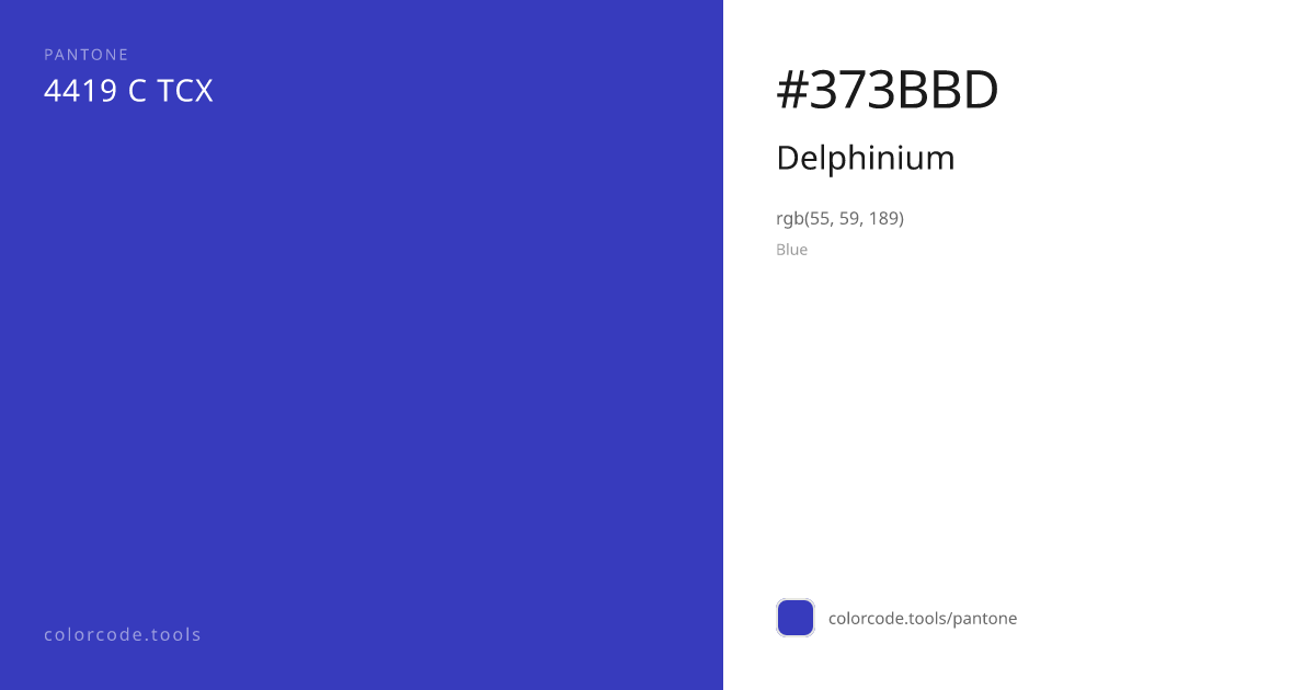 Pantone Delphinium 4419 C — HEX #373BBD | colorcode.tools