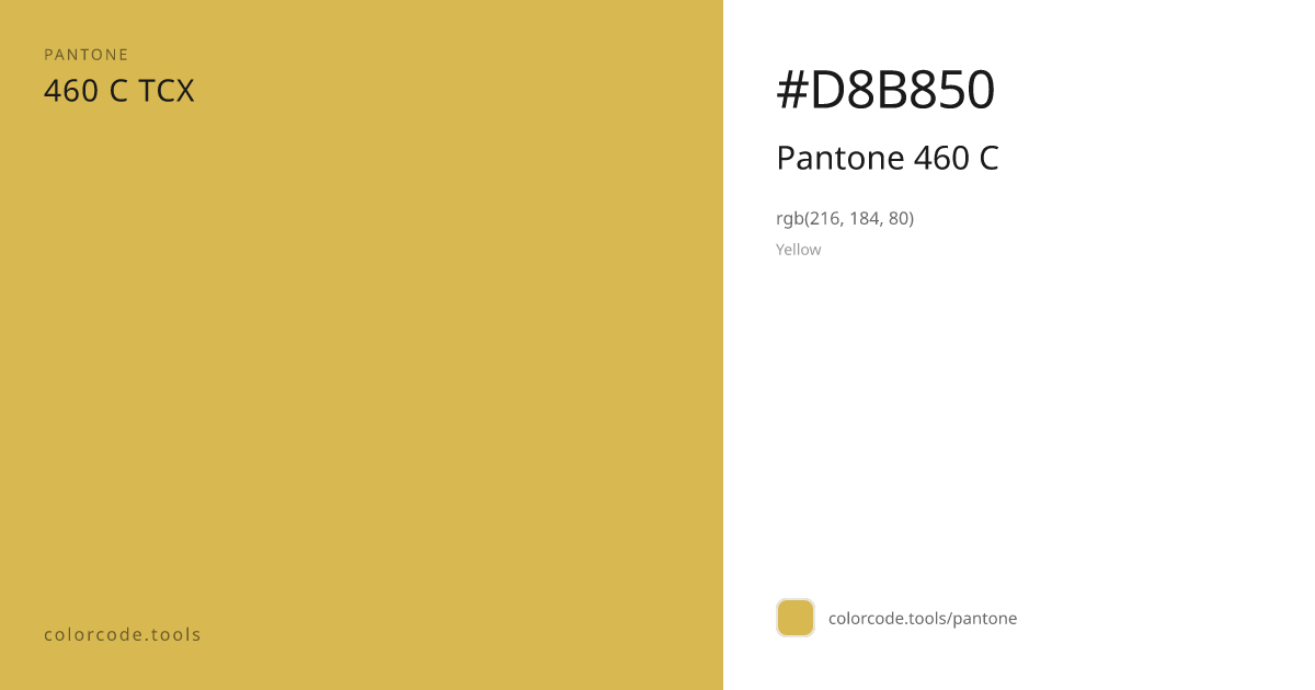 Pantone Pantone 460 C 460 C — HEX #D8B850 | colorcode.tools
