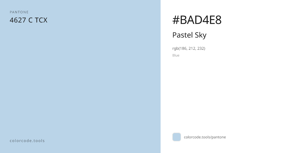 Pantone Pastel Sky 4627 C — HEX #BAD4E8 | colorcode.tools