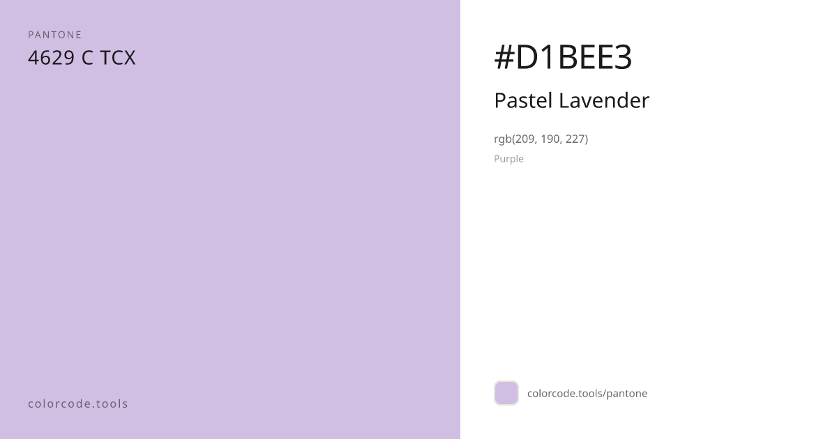 Pantone Pastel Lavender 4629 C — HEX #D1BEE3 | colorcode.tools